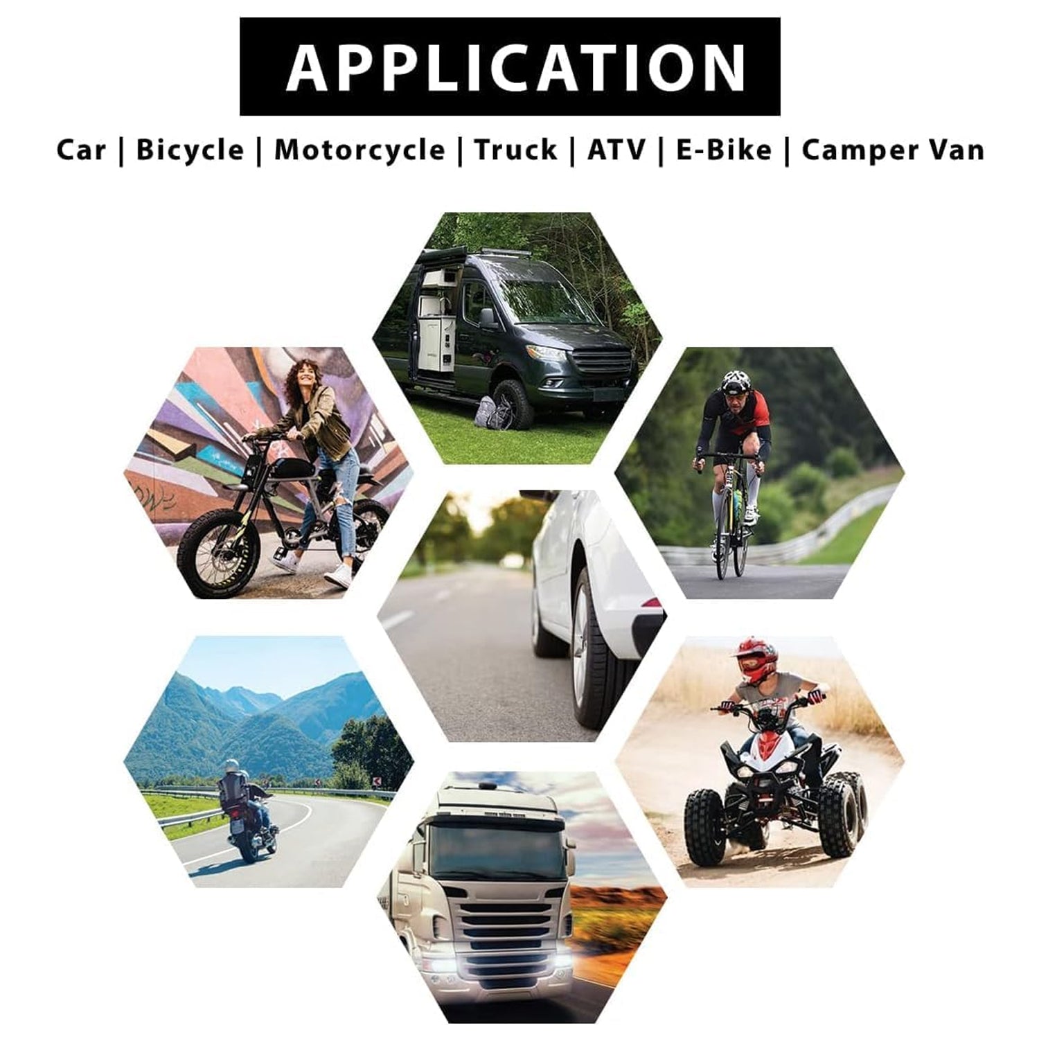Various applications of tire repair rubber nails for vehicles including cars, bicycles, and motorcycles
