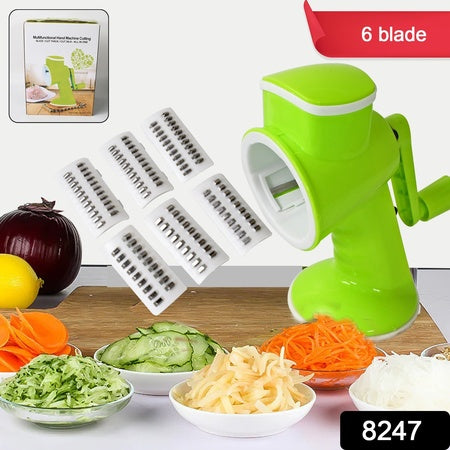 6 in 1 Multi functional Vegetable Cutter & Slicer Hand Machine Cutting, Slice, Cut Thick, Cut Silk All in one
