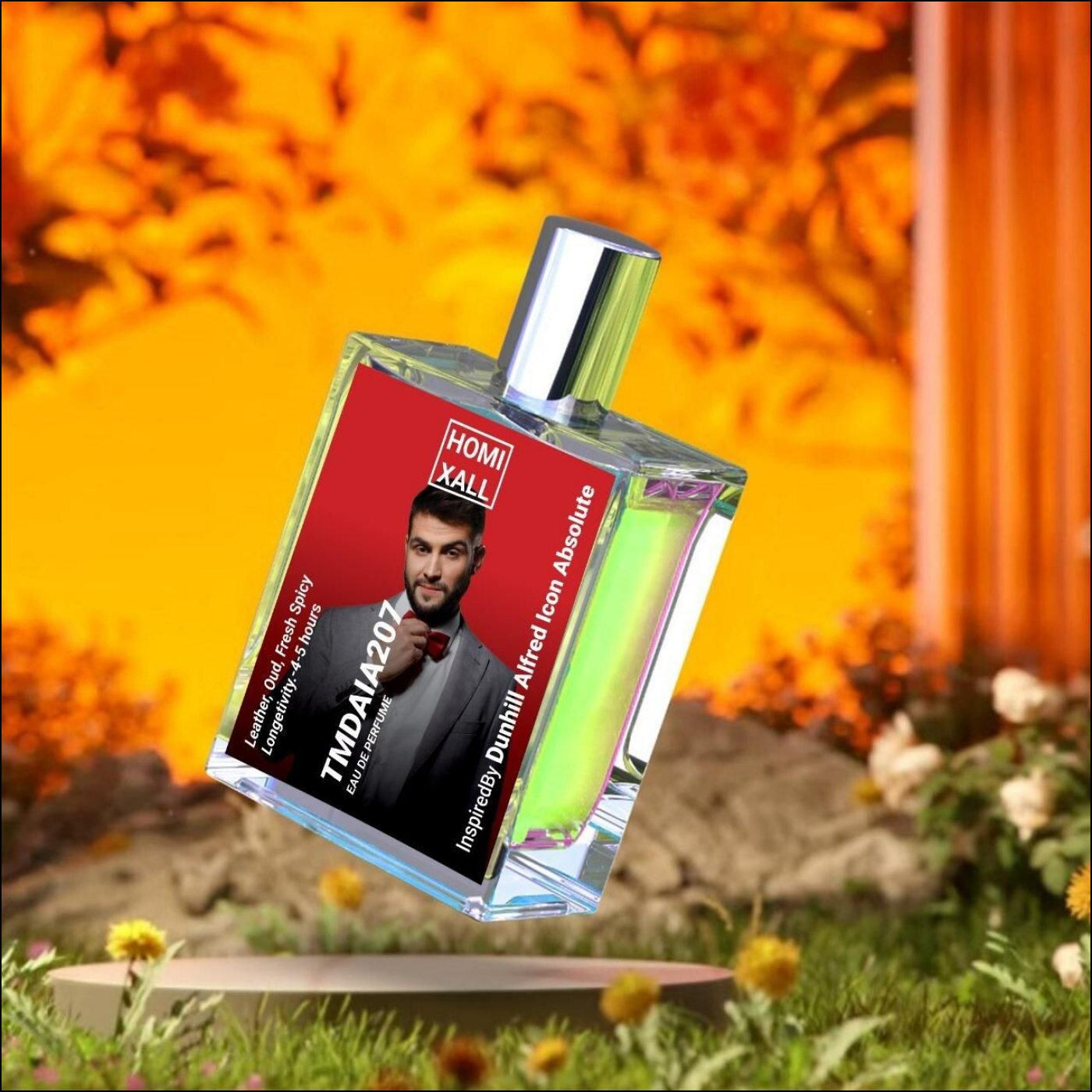 Tomi Xale Eau de Parfum 100ml in a stylish bottle set against a vibrant background