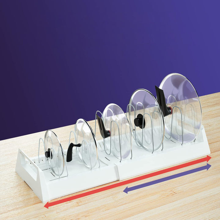 Superior eMart pots and pans organizer for under cabinet with adjustable slots holding multiple pan lids