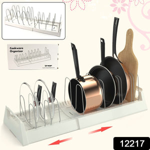 Superior eMart pots and pans organizer for under cabinet with adjustable slots holding pans and cutting boards