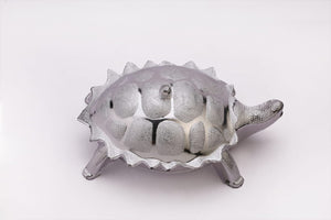 Elegant tortoise shape gift box in silver finish, perfect for unique home decor or special gifts