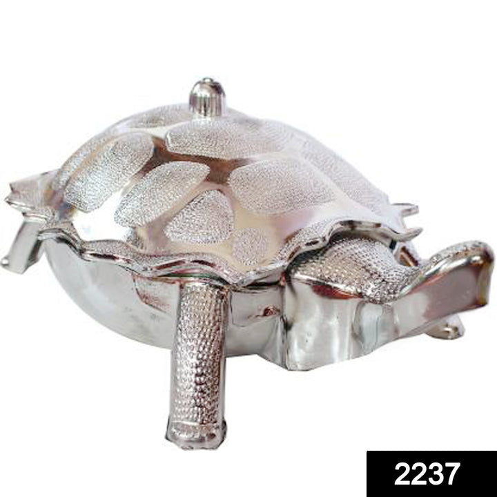 Silver Tortoise Shape Gift Box with Intricate Detailing for Home Decor and Gifting