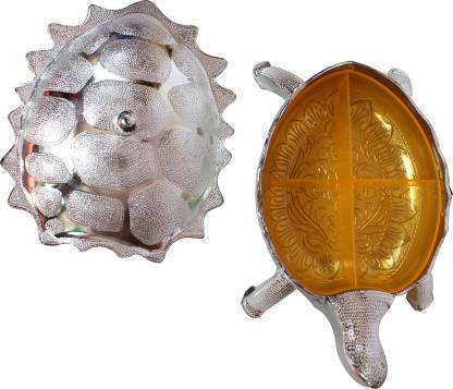 Decorative tortoise shape gift box in silver and gold for elegant home decor or unique gifting