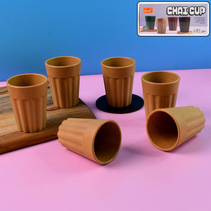 Traditional chai cups set in six designs, perfect for enjoying your favorite tea at home