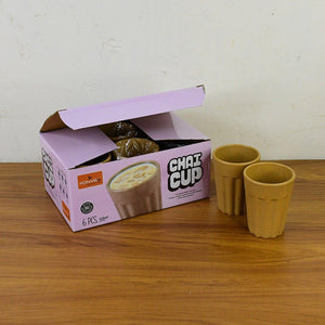 Traditional chai cups set of 6 in eco-friendly packaging for enjoying authentic chai