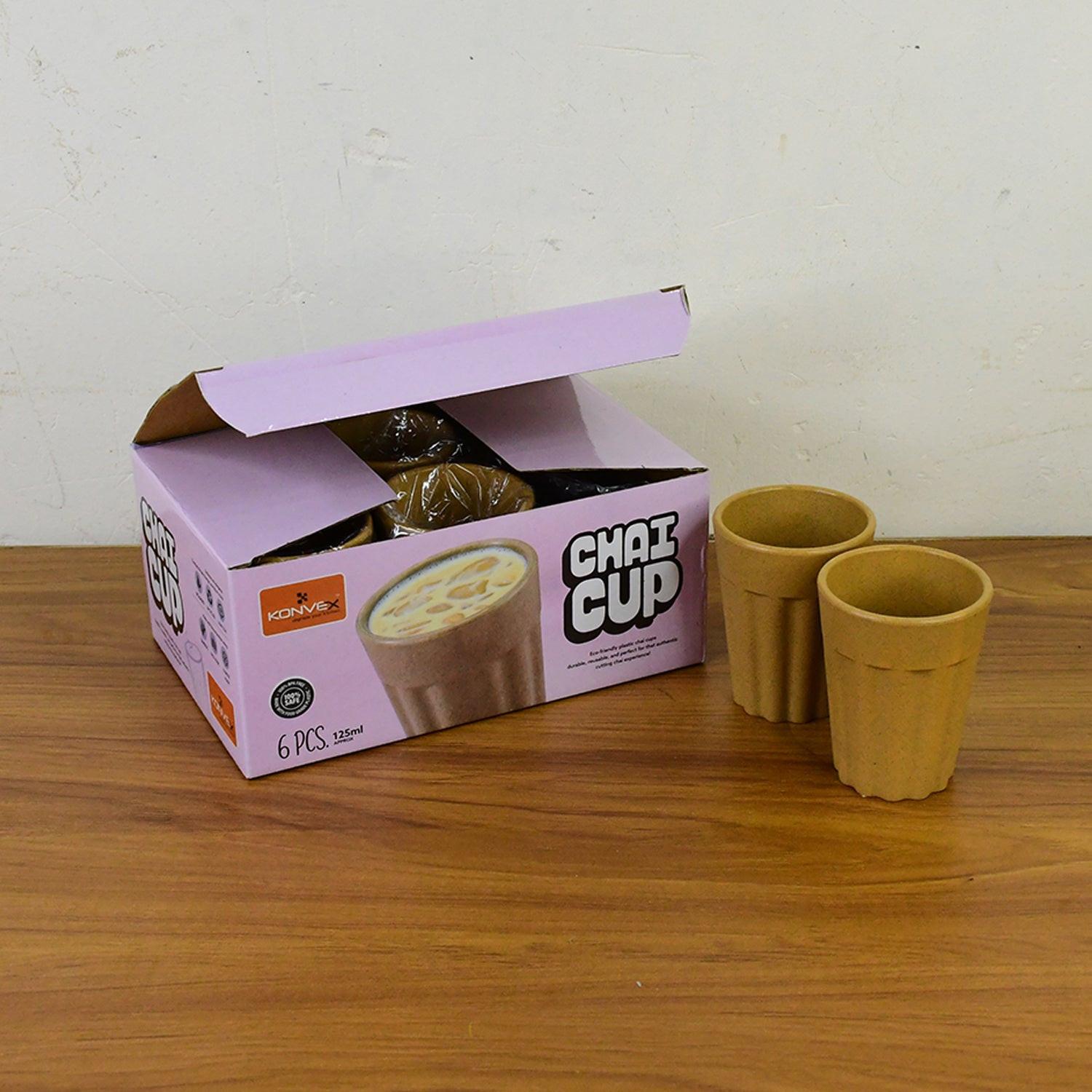 Traditional chai cups set of 6 in eco-friendly packaging for enjoying authentic chai