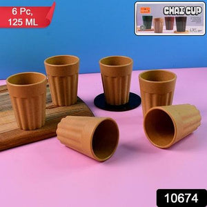Traditional chai cups set of 6 pieces, 125 mL each, designed for serving authentic chai beverages