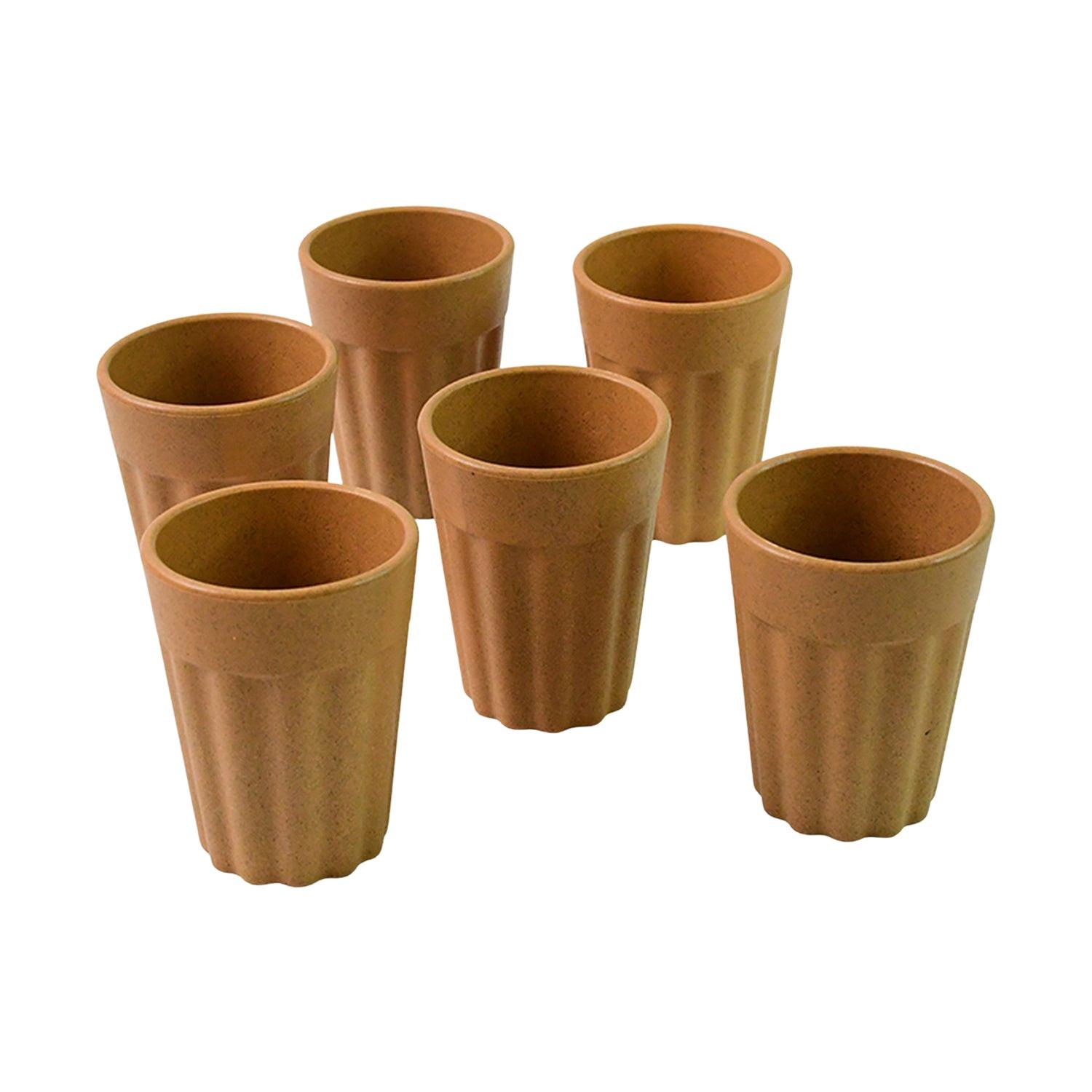 Set of six traditional chai cups set made from high-quality clay for serving tea