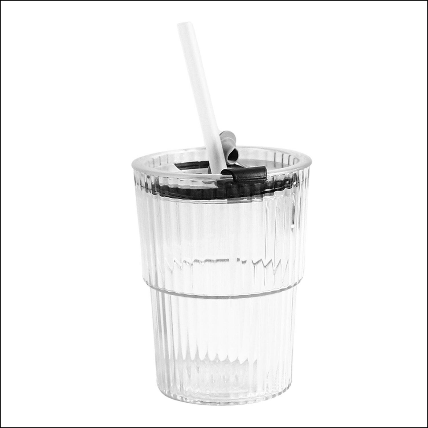 450 ml Transparent Cup with Lid & Straw - Superior eMart