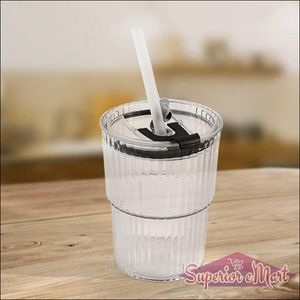 450 ml Transparent Cup with Lid & Straw - Superior eMart