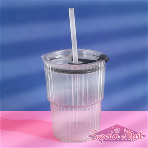 450 ml Transparent Cup with Lid & Straw - Superior eMart