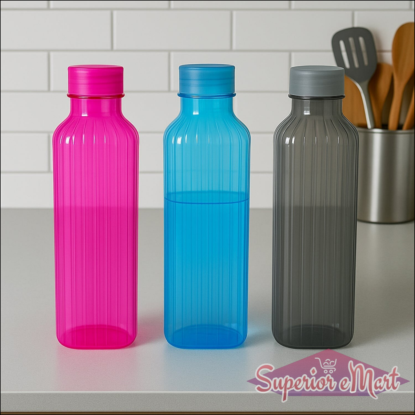 Transparent Fridge Water Bottles (3 Pc) - Superior eMart