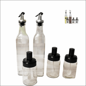 Transparent glass oil dispenser 500 ml bottle set of 2 spice jar 250 3 for kitchen & vinegar storage container masala