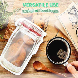 Transparent jar stand up pouch for eco-friendly storage of snacks and cookies
