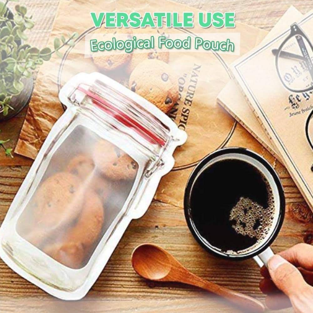 Transparent jar stand up pouch for eco-friendly storage of snacks and cookies