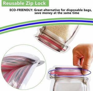 Reusable eco-friendly transparent jar stand up pouch with zip lock for storing food items