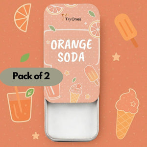 Orange Soda Solid Perfume 20 gm Pack of 2 with playful design featuring ice cream and drinks