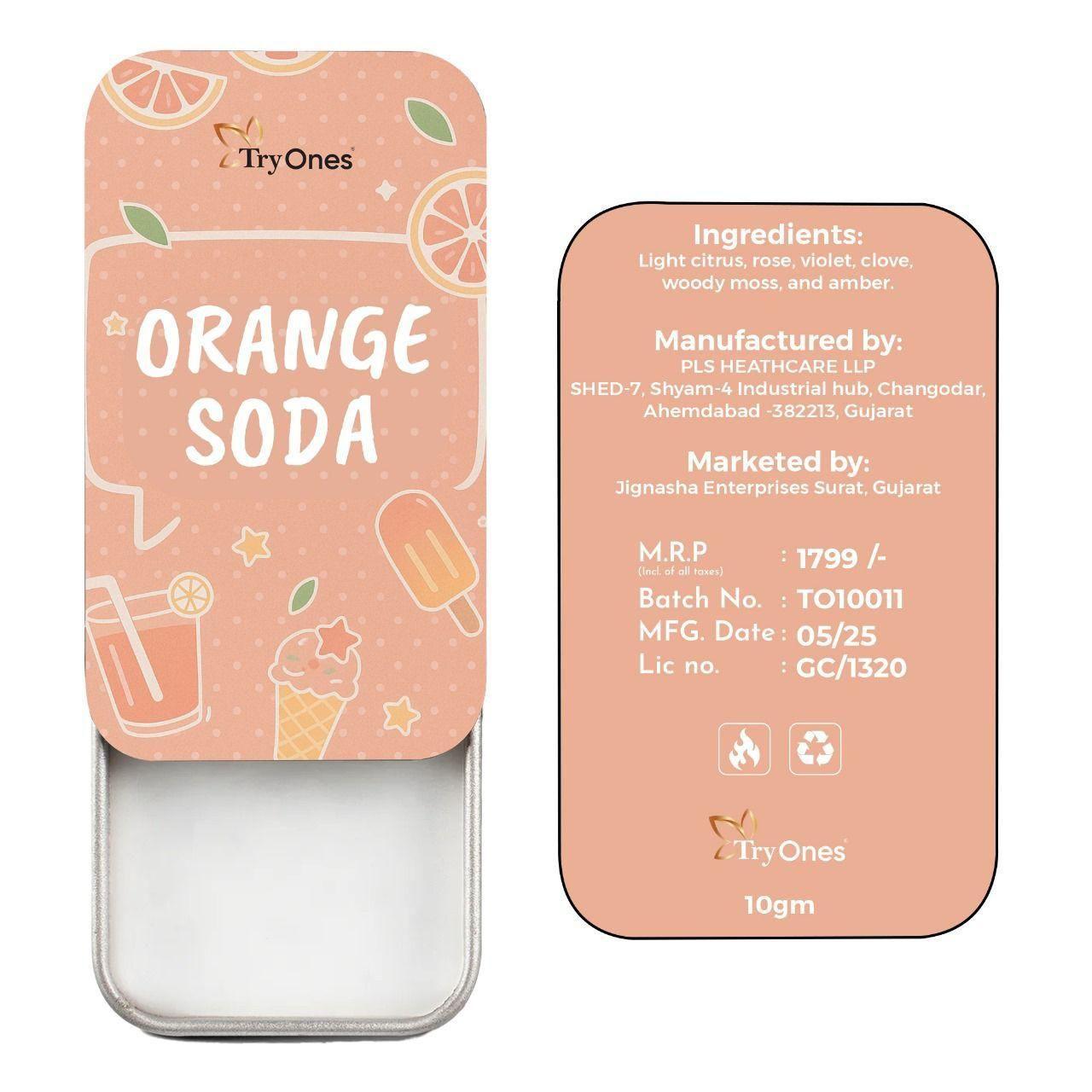 Orange Soda Solid Perfume 20 gm Pack of 2 with a fruity design and clear ingredient listing