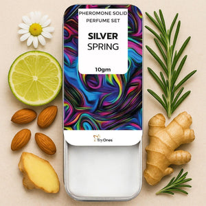 Silver Spring pheromone solid fragrance pack of 2 with lime, ginger, almonds, rosemary, and chamomile