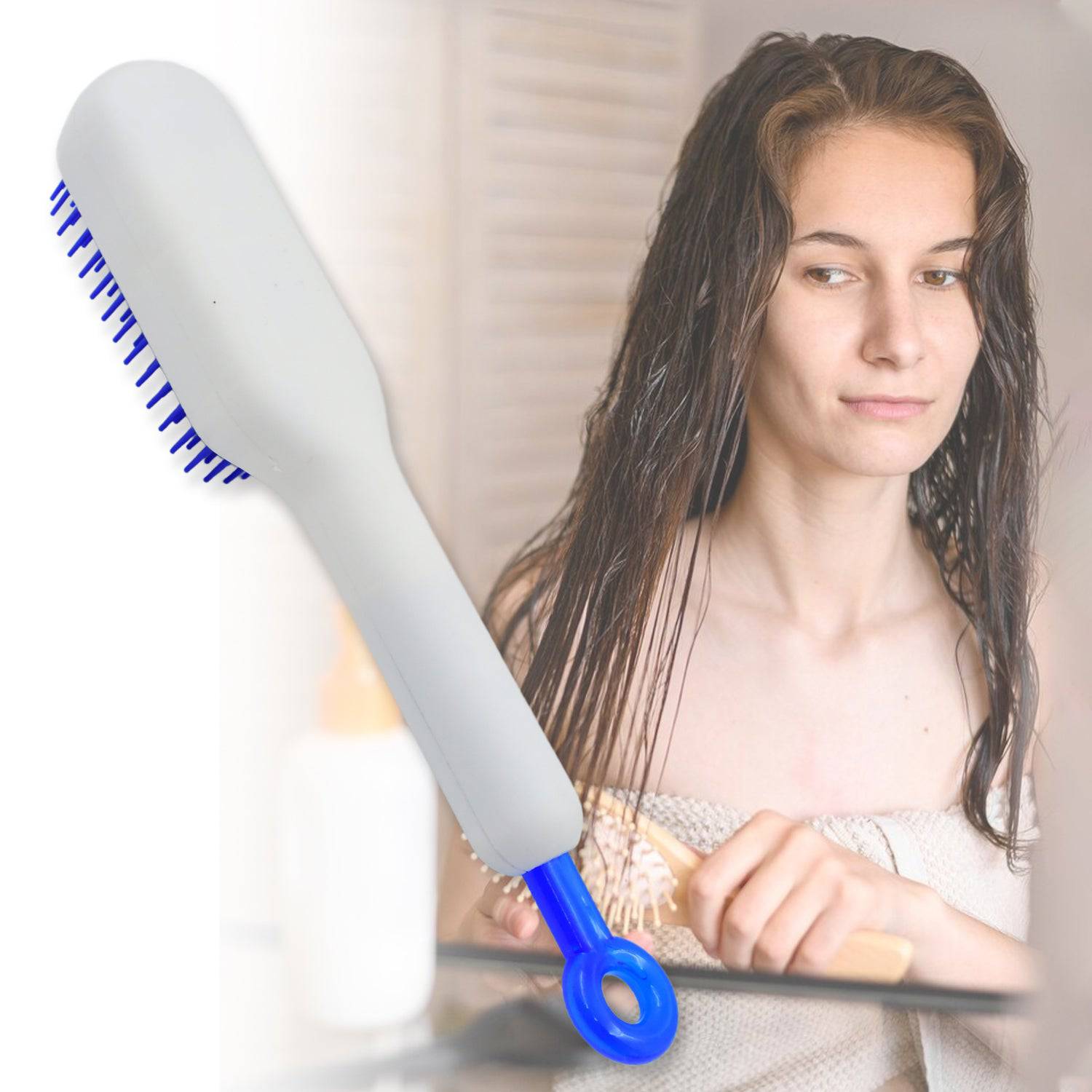 13947 Self-cleaning Hairbrush Self-cleaning Anti-static Detangling Massage Comb One-pull Clean Scalable Rotate Lifting Self Cleaning Hairbrush Hair Styling Tools - Superior eMart