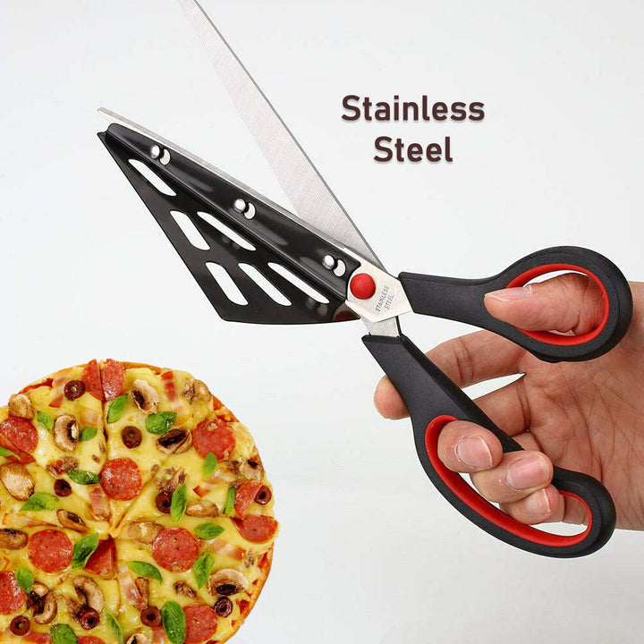 Pizza Cutter Scissors, Plastic Handle With Removable Spatula
