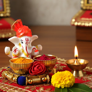 Decorative Lord Ganesha Pooja Thali Set (1 Pc)