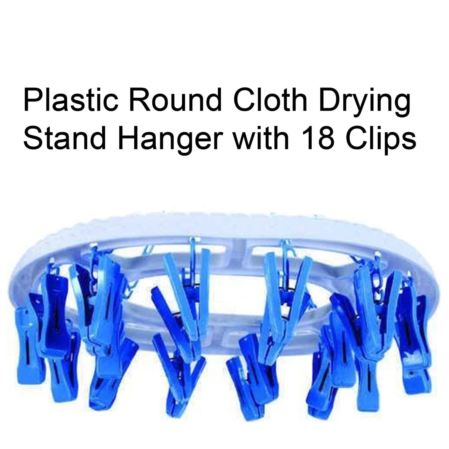 1366 Round Cloth Drying Stand Hanger With 18 Clips (Multicolour) - Superior eMart