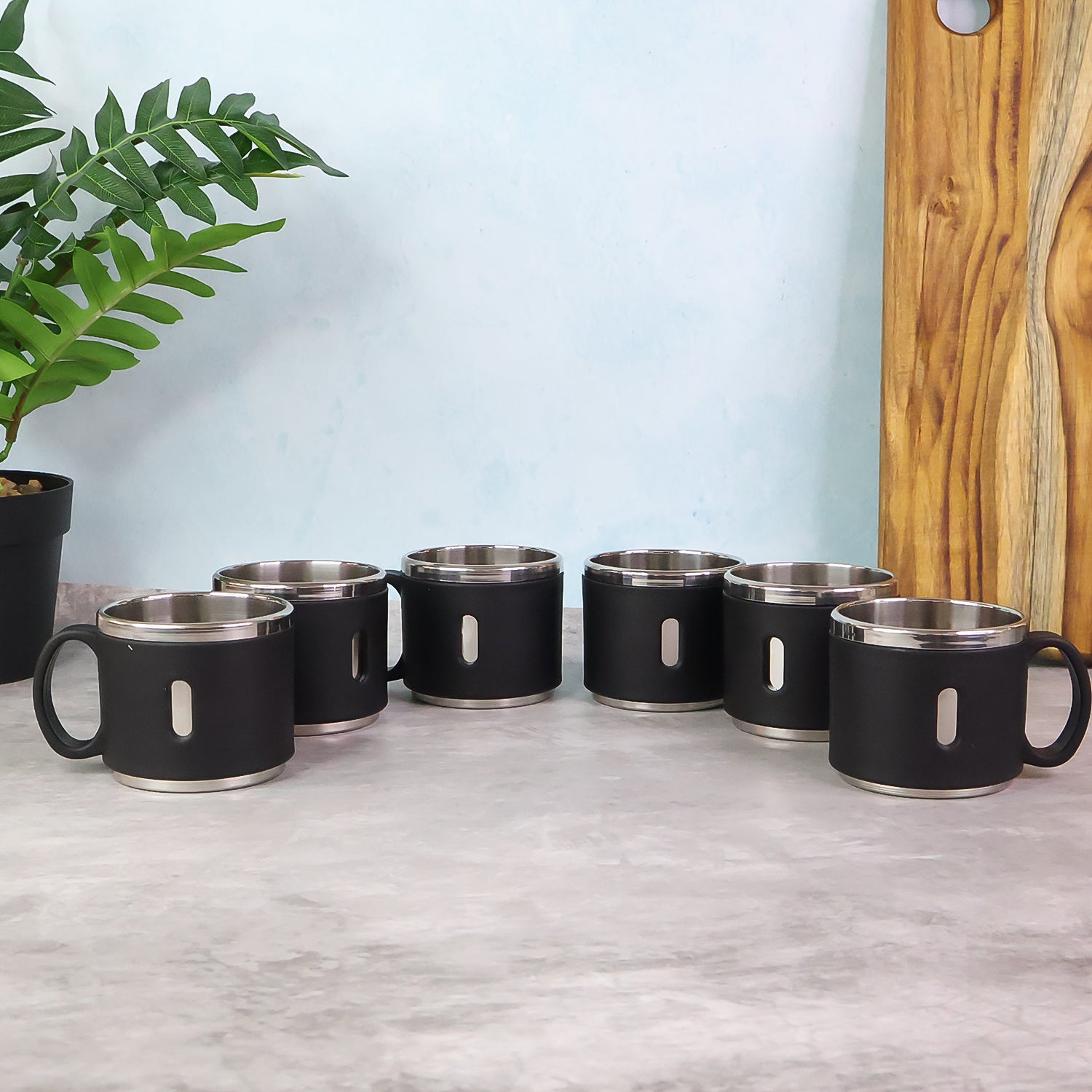 Stainless Steel Double Wall Coffee Mug Gift Set (6 Pc 150 Ml)
