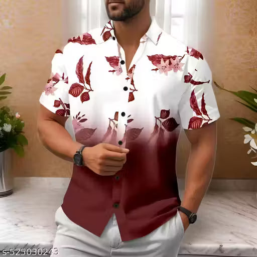 Men's Ocean Blue Floral Gradient Shirt