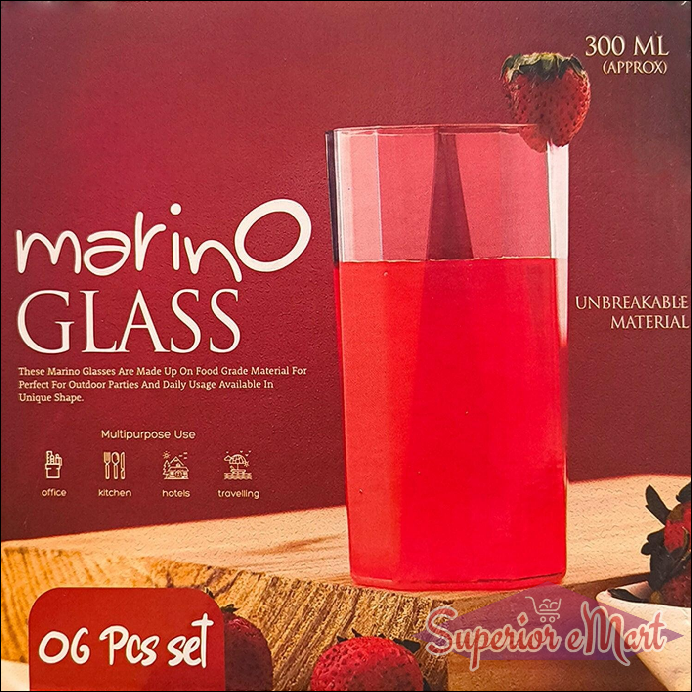 Unbreakable Drinking Glass Set (6pc300ml) - Superior eMart