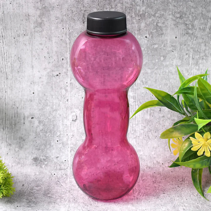 Durable pink unbreakable dumbbell water bottle designed for gym enthusiasts and fitness lovers