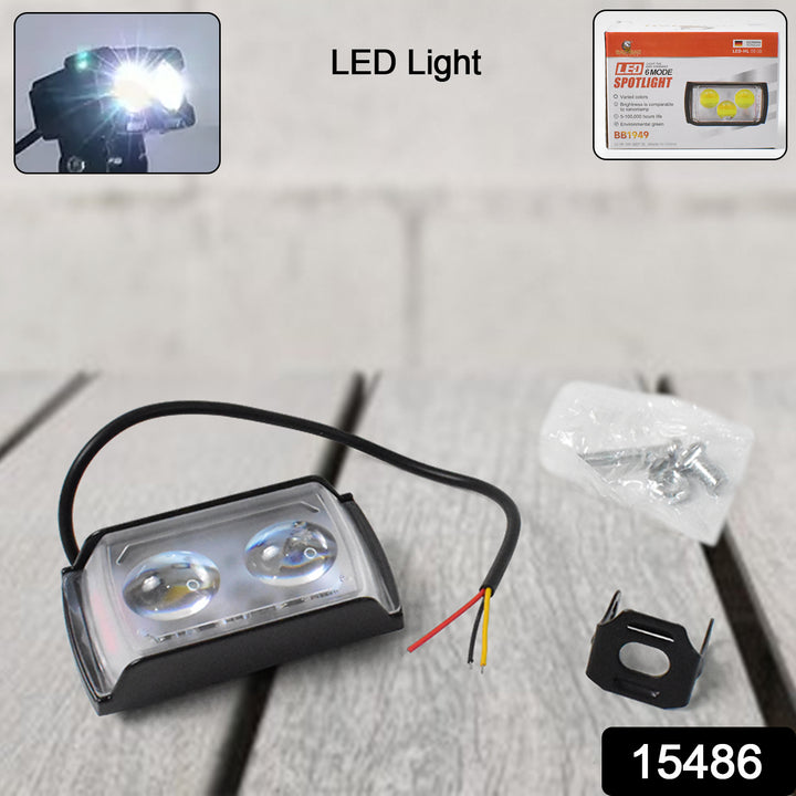 Universal mini fog light with dual LED bulbs and mounting hardware for enhanced visibility