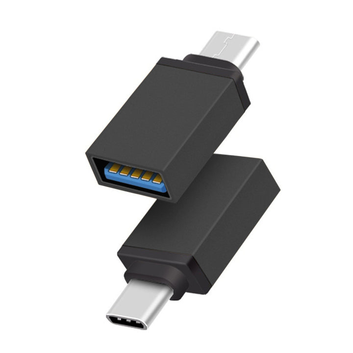 USB-C OTG adapter in black for connecting USB devices to smartphones and tablets