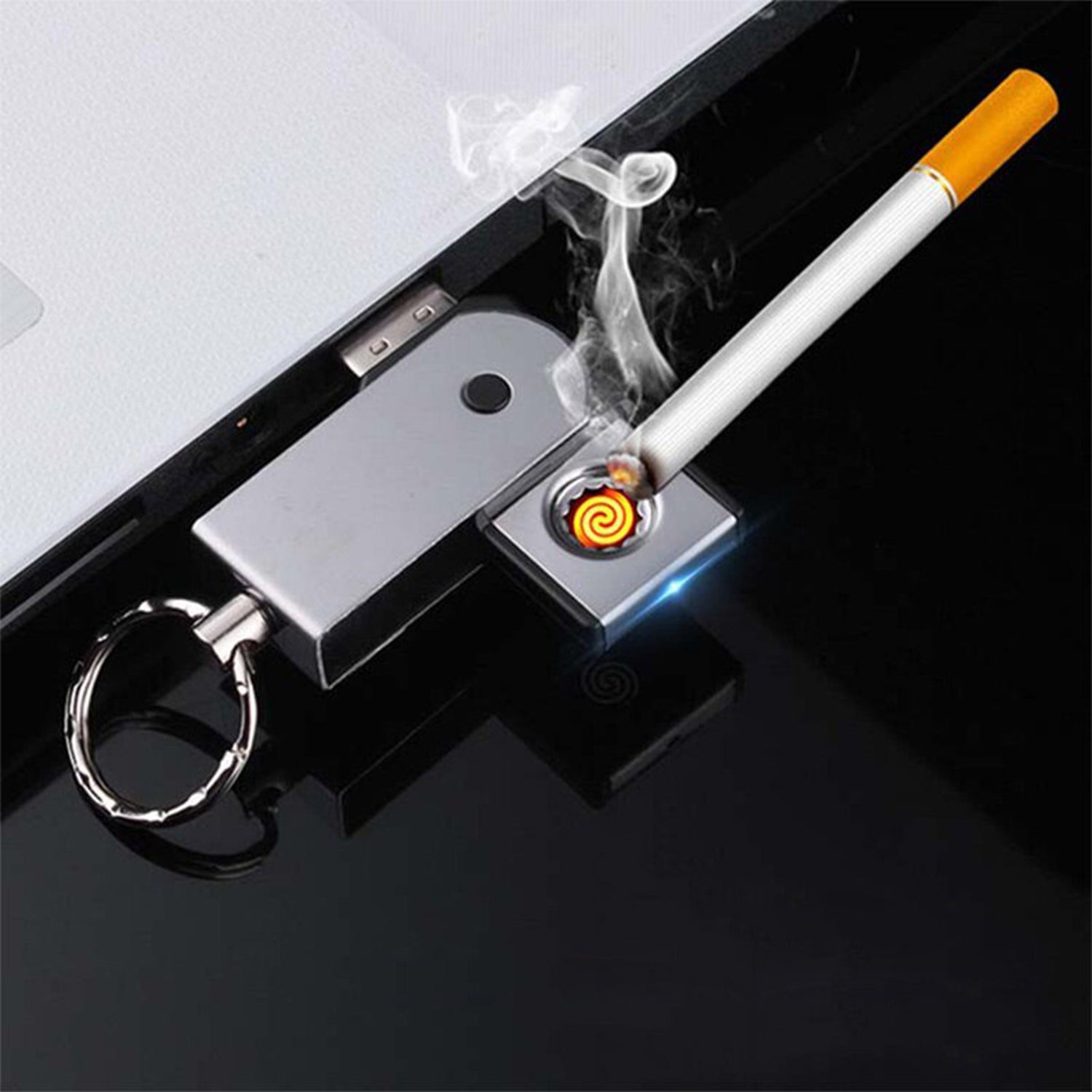 USB mini portable lighter with keychain design for easy access and convenience