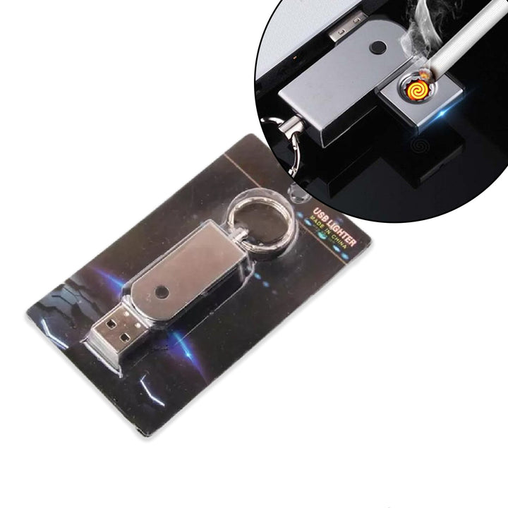 USB mini portable lighter in sleek design with keychain attachment for easy carrying