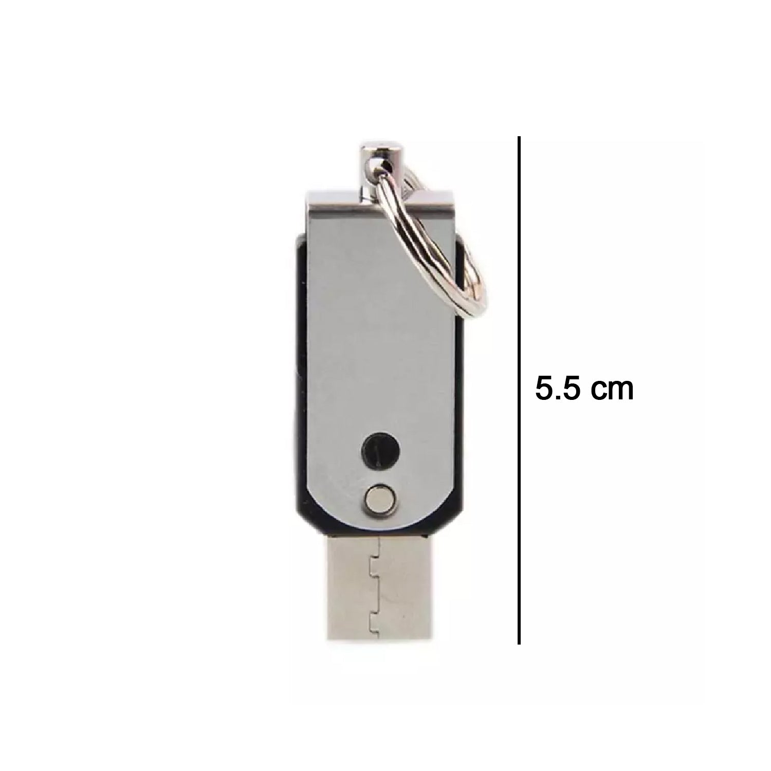 USB mini portable lighter in silver with keychain attachment, measuring 5.5 cm for convenient use