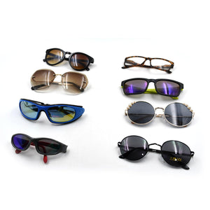 Variety of stylish UV protection sunglasses for men and women displayed in different styles and colors