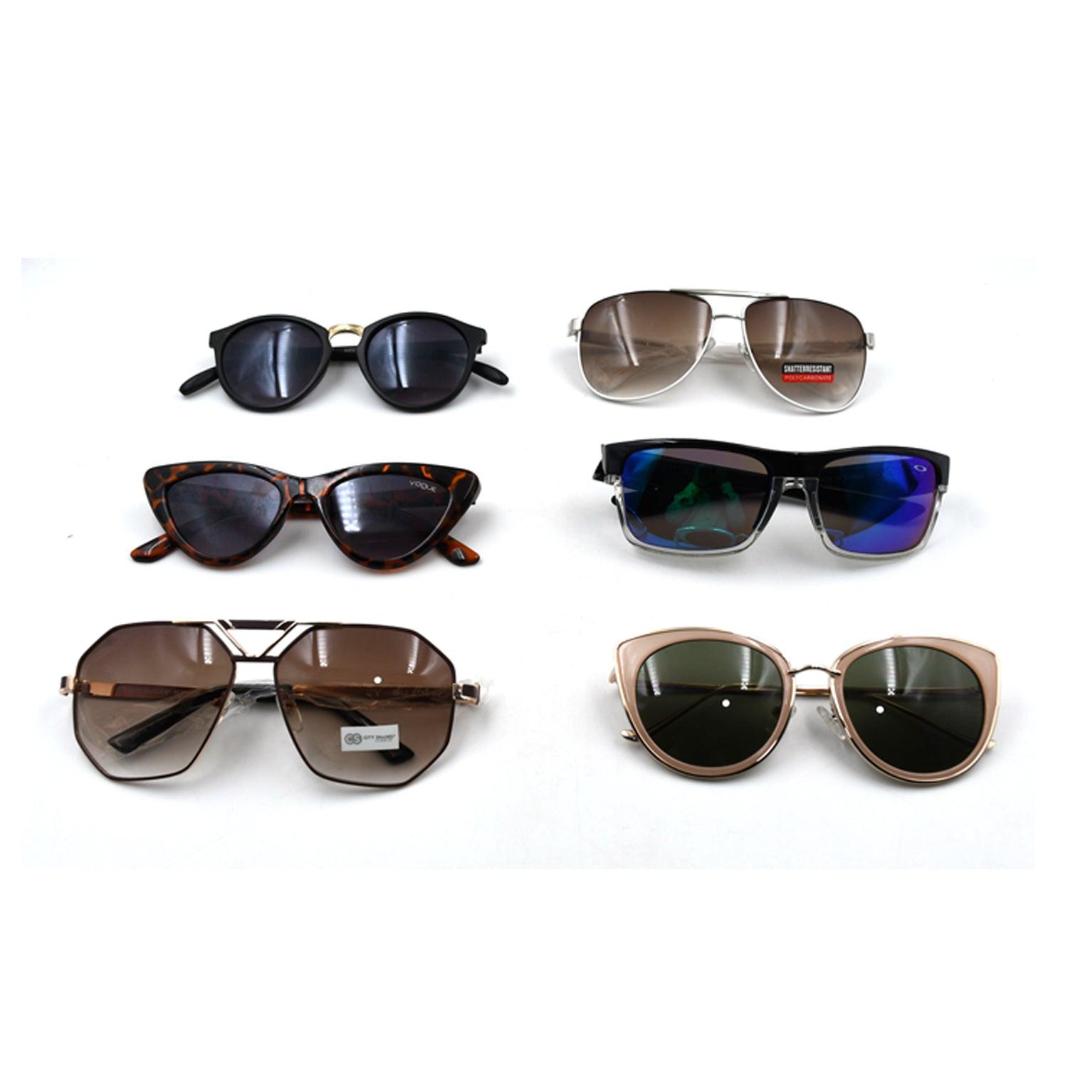 Collection of stylish UV protection sunglasses for men and women in various designs and colors