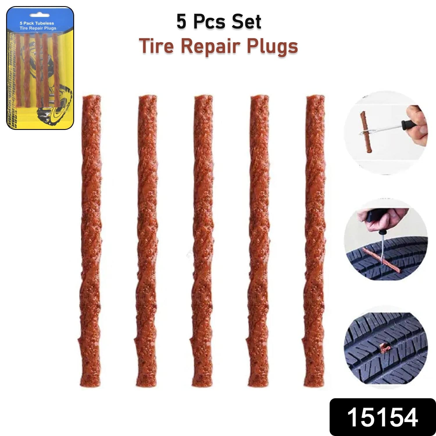 Tyre Repair Brown Emergency Puncture Seal Strips (5 Pcs Set) - Superior eMart