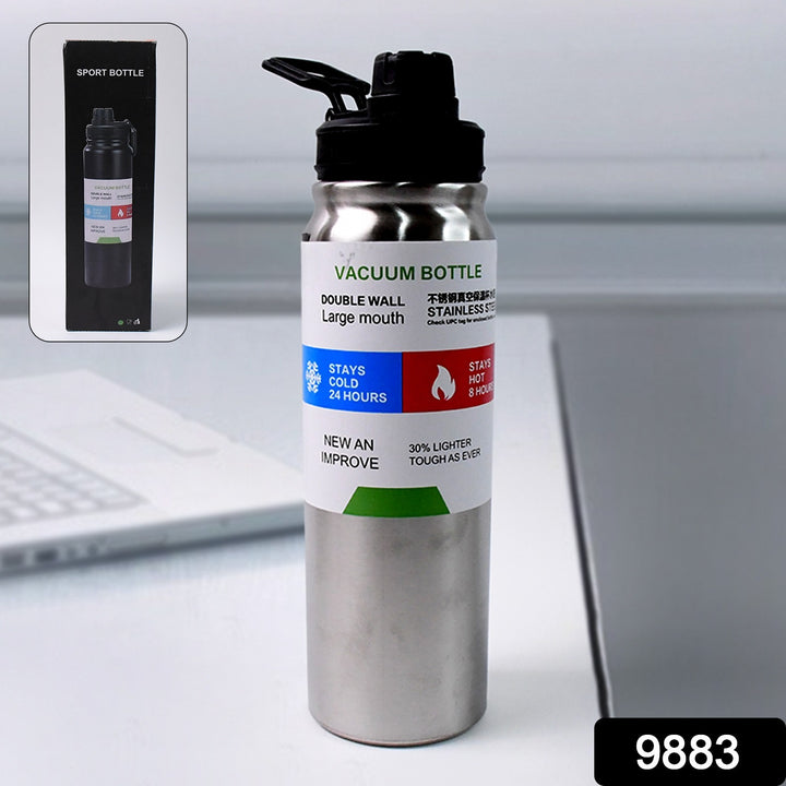 Superior eMart stainless steel double wall 800 ml bottle with large mouth and vacuum insulation