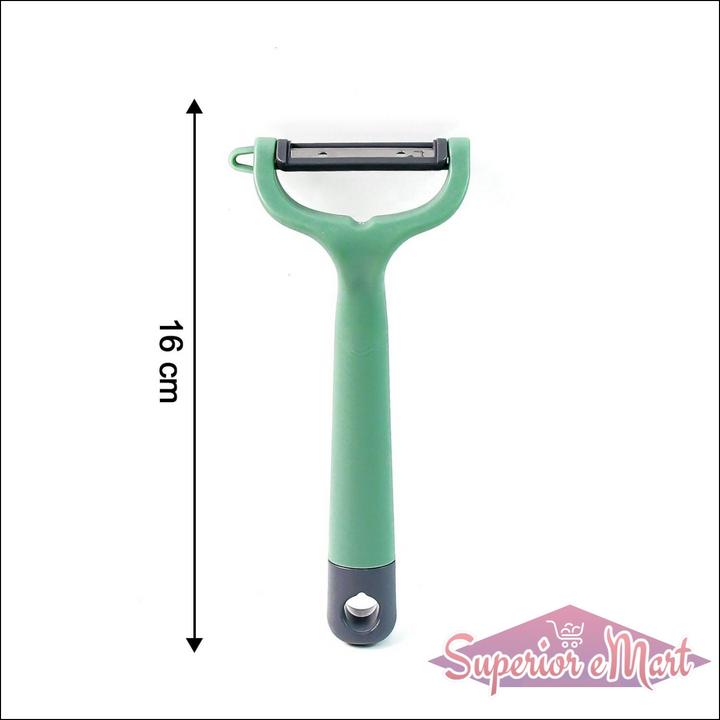 Green vegetable fruit peeler with ergonomic handle for easy peeling in the kitchen