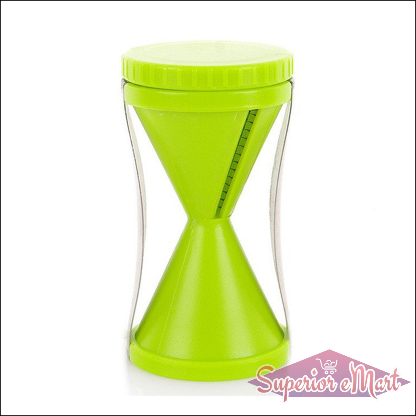 Green vegetable spiralizer slicer for creating healthy vegetable noodles and spirals
