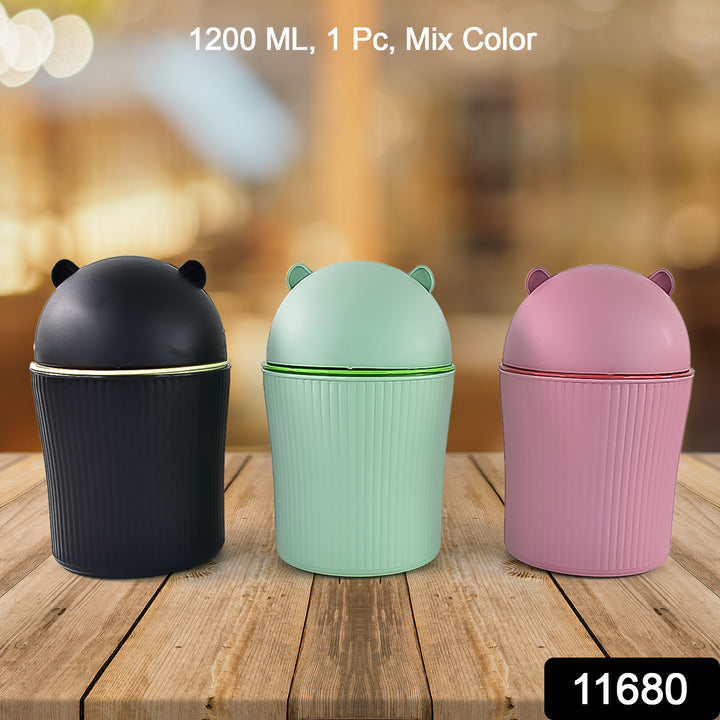 1200ml desktop trash can in black green and pink with bear ear lids for home and kitchen use