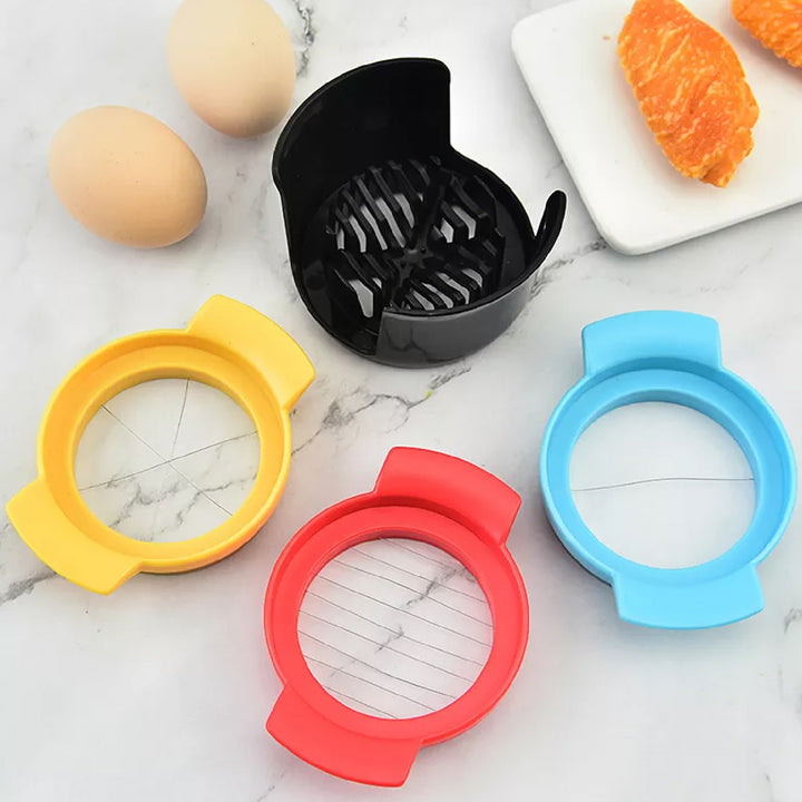 Superior eMart 3 in 1 stainless steel cutter with yellow, red, blue, and black plastic frames for kitchen use