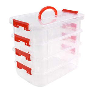 Superior eMart 4 layer plastic storage box with red handles and transparent compartments for home organization
