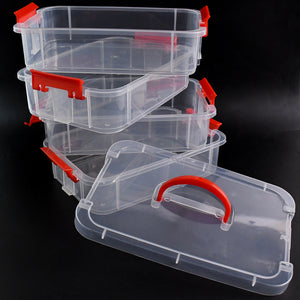 Superior eMart 4 layer plastic storage box with clear compartments and red locking handles