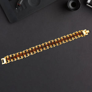 Golden Rudraksha Bracelet Rakhi with intricate design, perfect for festive occasions and gifting