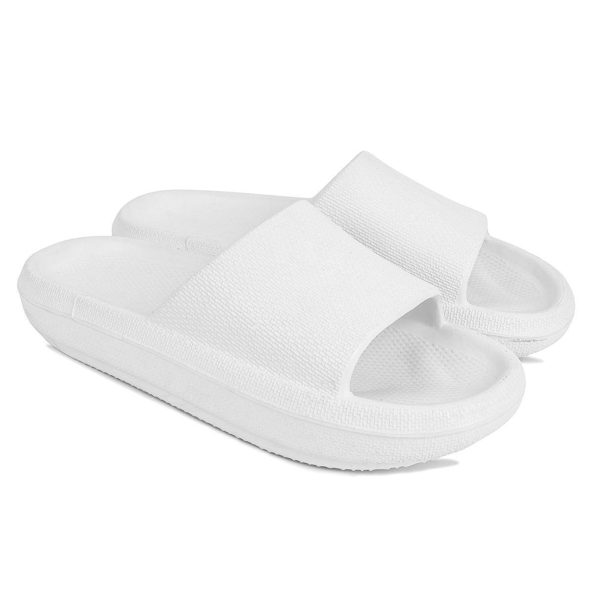 Stylish White Mens Slide Footwear with Comfortable Open-Toe Design for Casual Wear