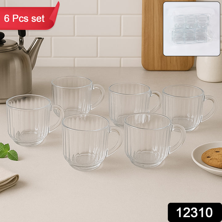 Set of 6 Superior eMart unbreakable plastic tea cups with handles for durable home kitchen use